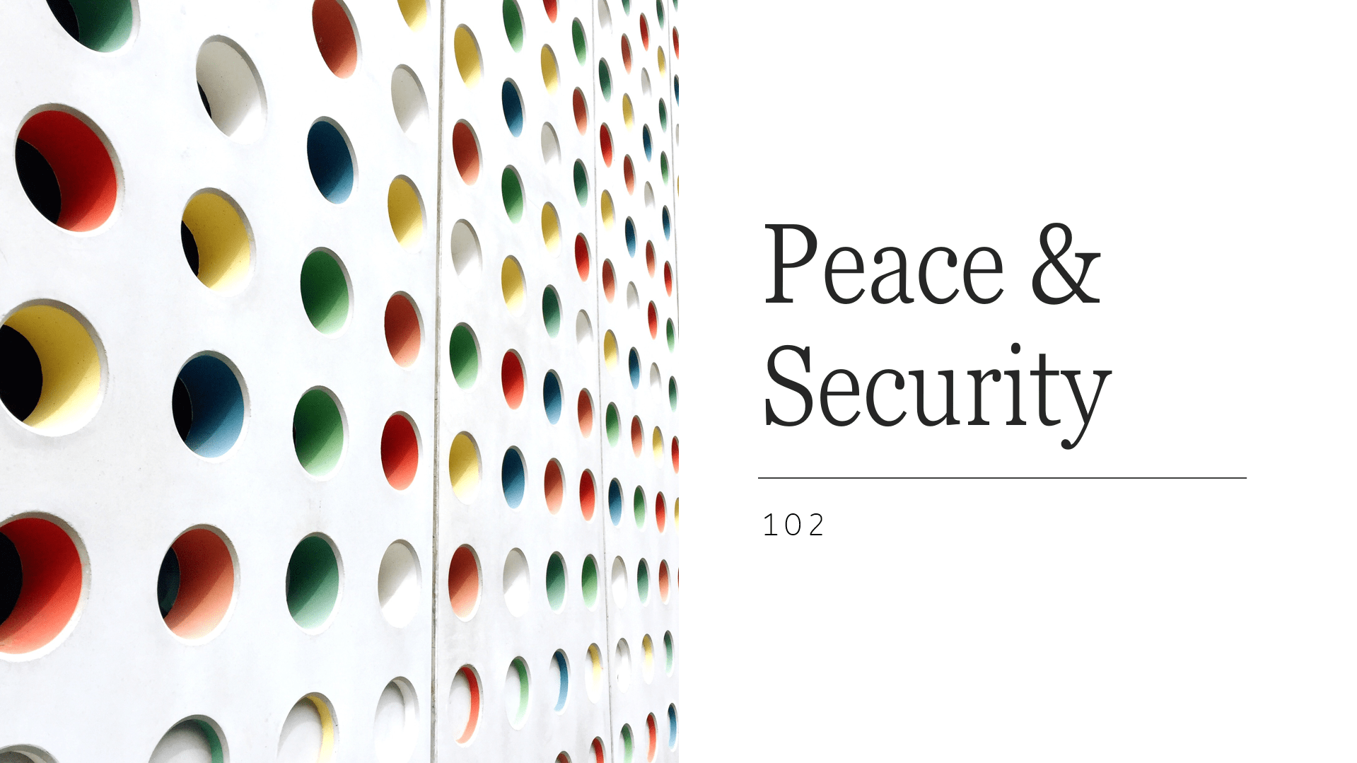 Peace and Security 102